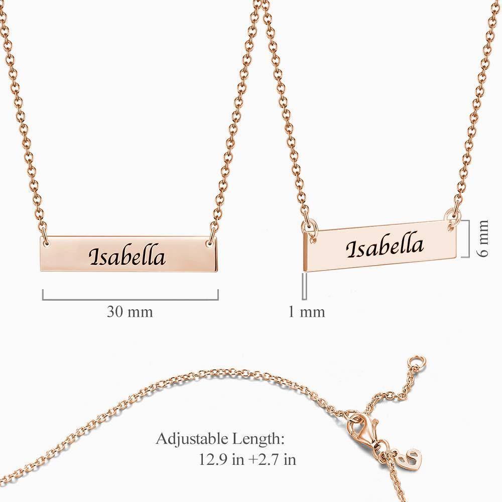 Children's Engraved Bar Necklace Rose Gold Plated