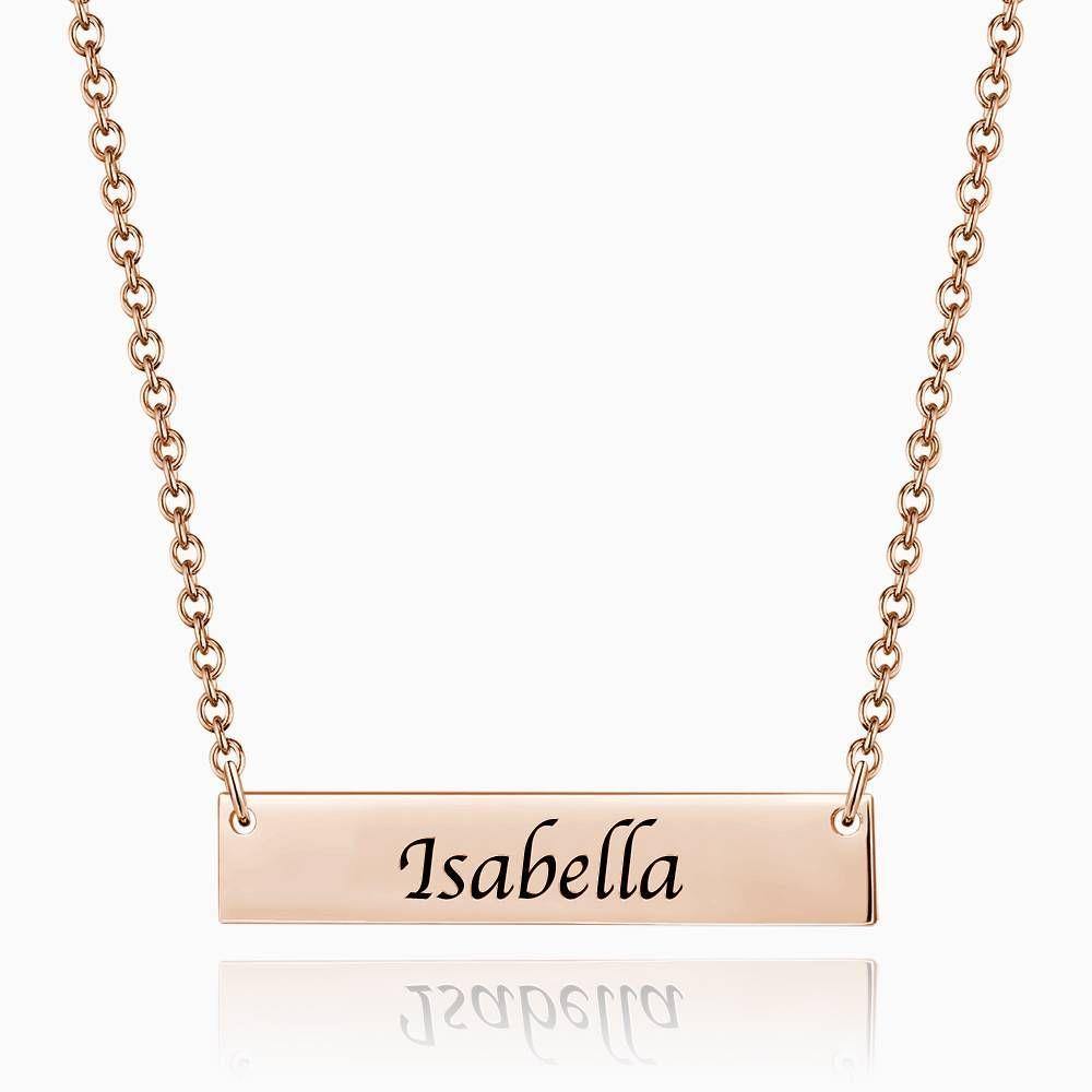 Children's Engraved Bar Necklace Rose Gold Plated