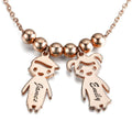 Kids Name Necklace with Engraving, Children Charms Necklace Smile Face Mom Jewelry Rose Gold Plated