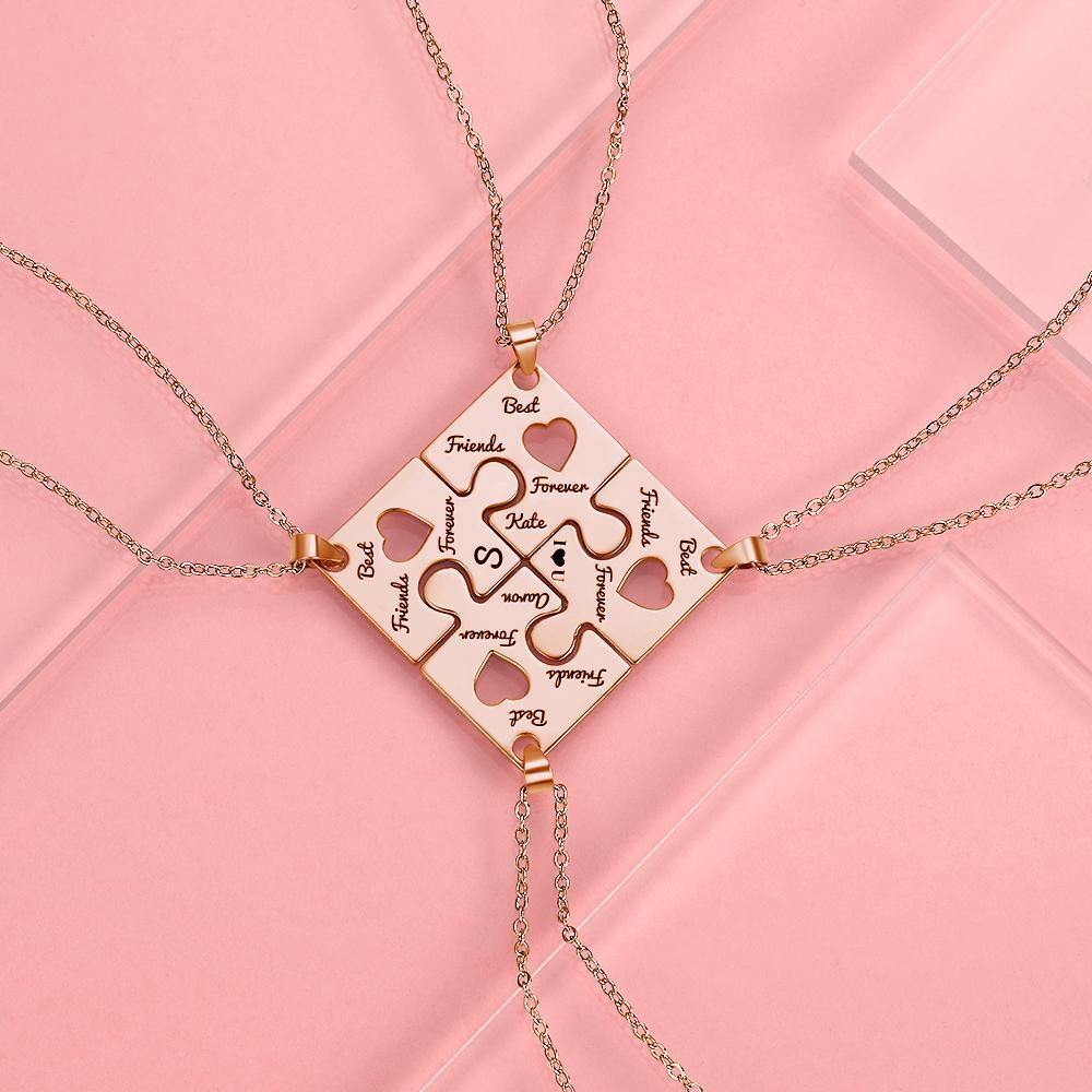 Engraved Necklace Puzzle Necklace Bridesmaid Necklace Memorial Gifts Rose Gold Plated