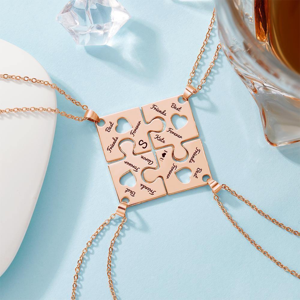 Engraved Necklace Puzzle Necklace Bridesmaid Necklace Memorial Gifts Rose Gold Plated
