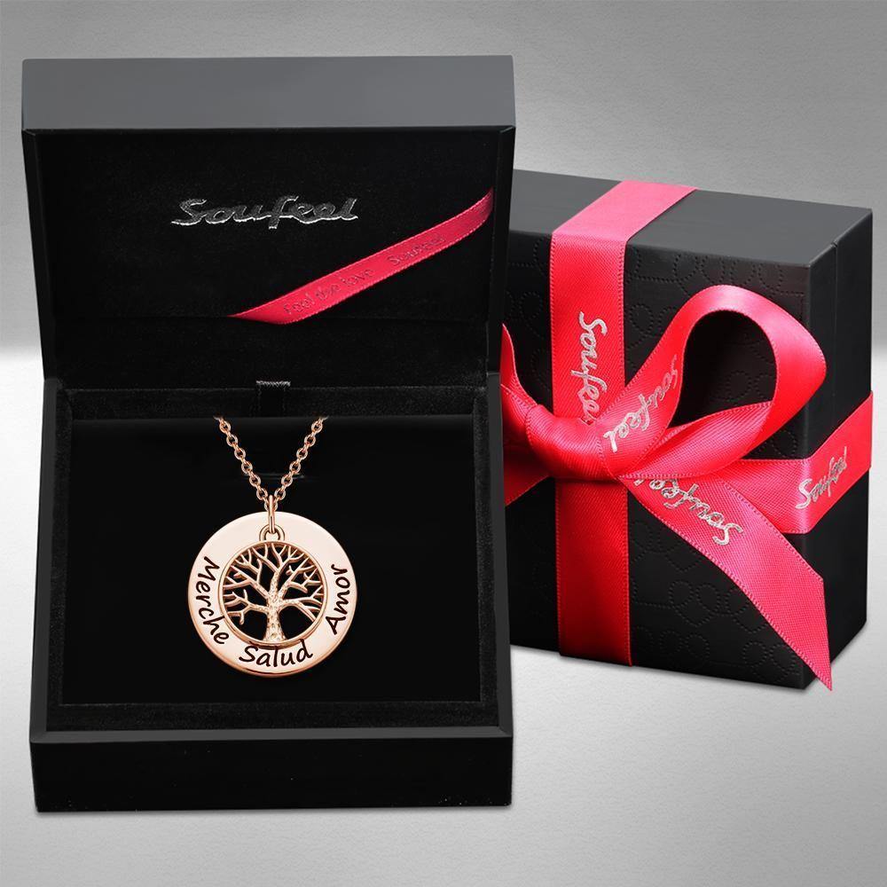 Engraved Necklace Name Necklace Mothers Meaningful Gifts Family Tree Necklace Rose Gold Plated Silver