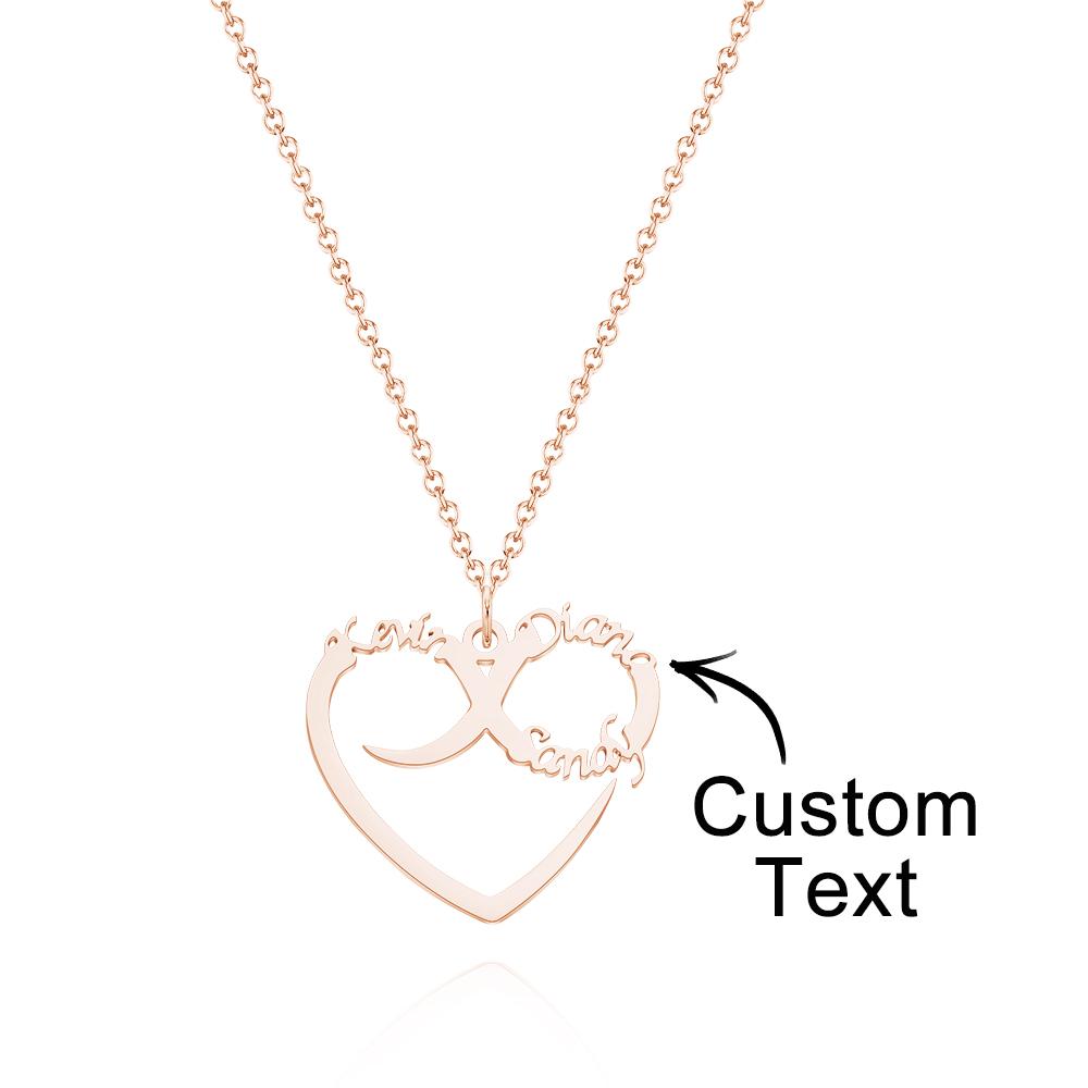Custom Engraved Necklace Heart Shaped Swash Lettering Romantic Gifts