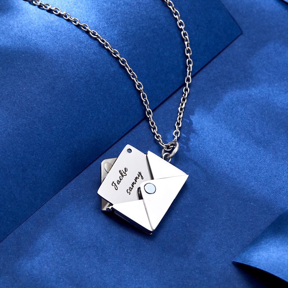Custom Photo Necklace Engraved Text Jewelry and Key Chains Envelope Letter Secret Message Creative Gifts for Valentines' Day