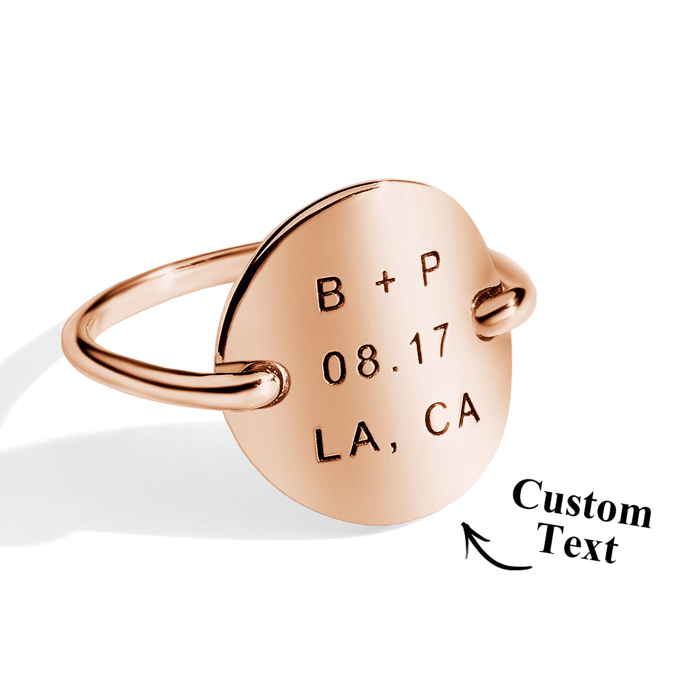 Custom Engraved Oval Ring Personalized Text Ring Gift for Her