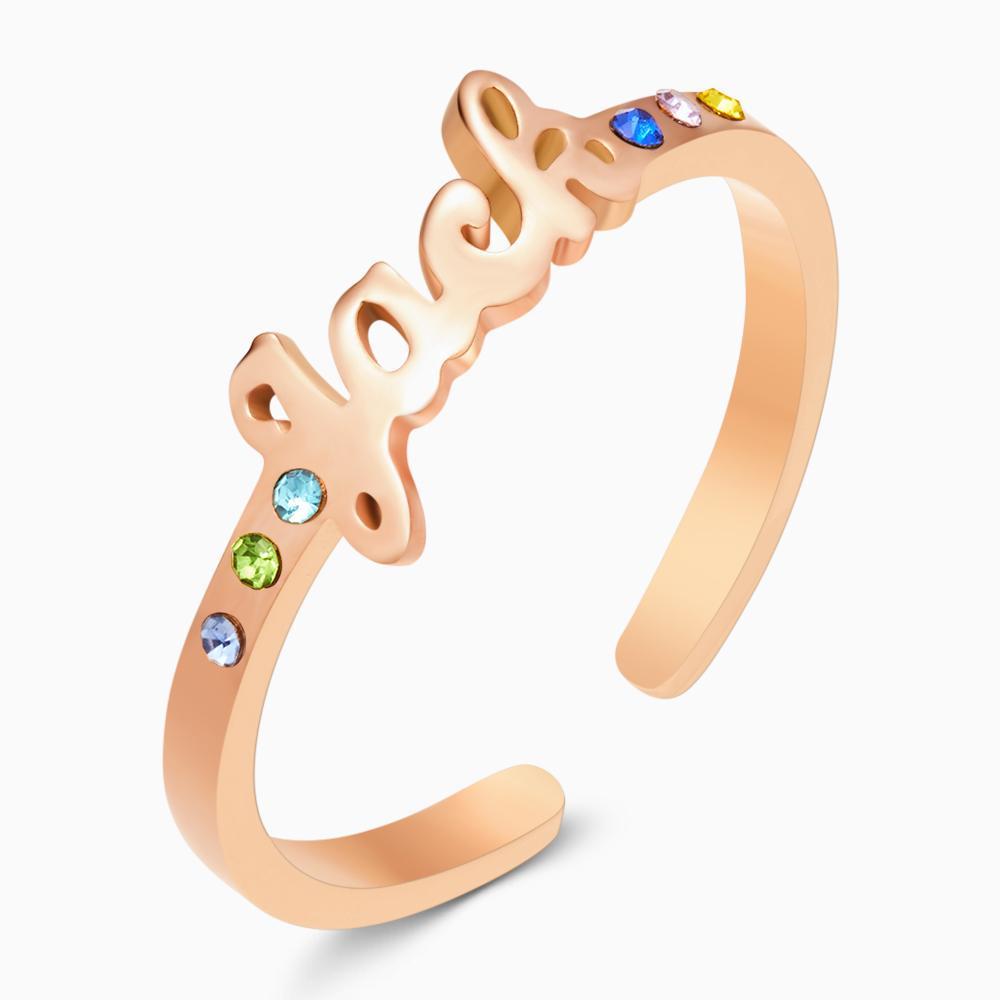 Custom Name Ring Six Birthstones Valentine's Day Gift