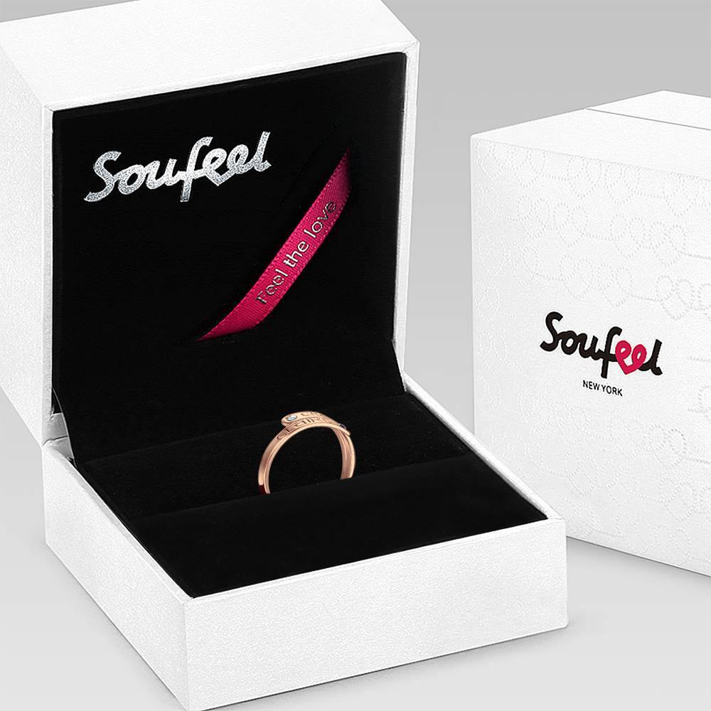 Custom Birthstone Wrap Ring, Engraved Ring Keepsake Gift Rose Gold Plated