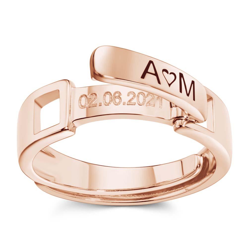 Stackable Name Ring Personalized Custom Name and Date Ring Anniversary Wedding Gift for Her