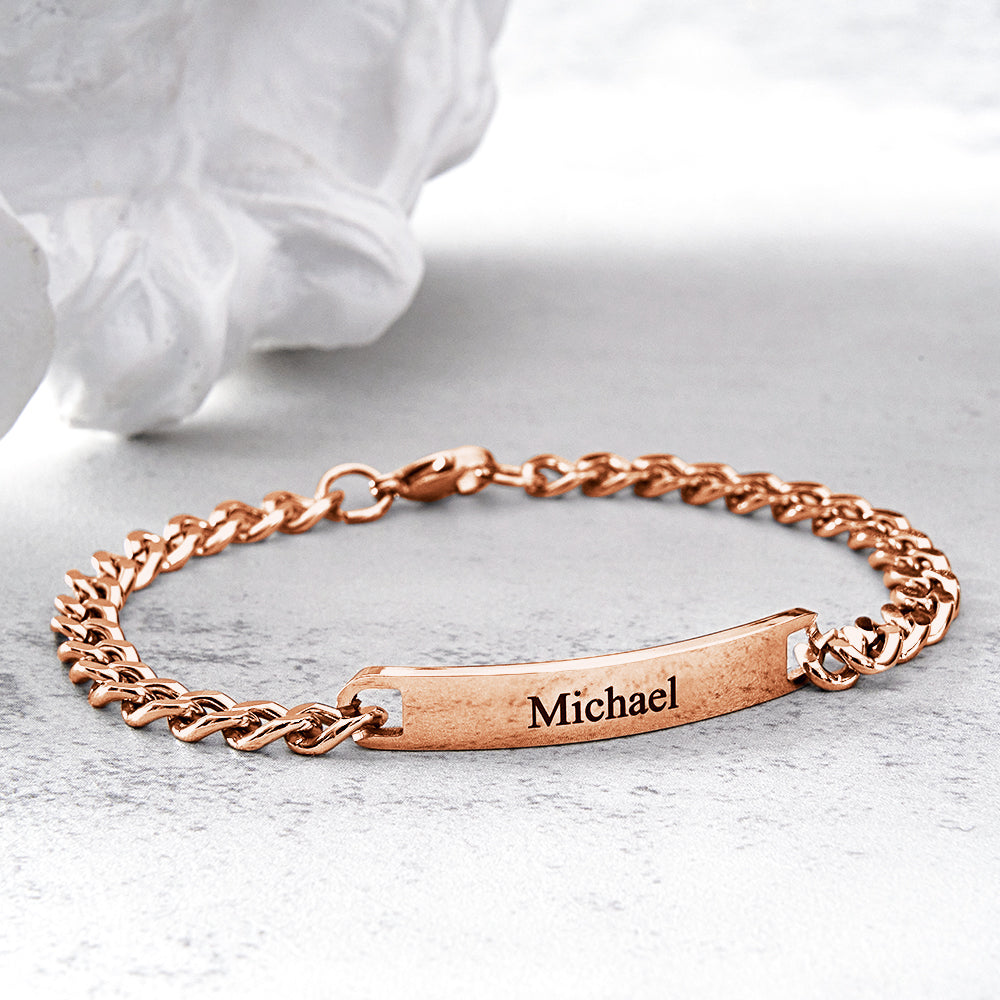 Custom Engraved Bracelet Chain Set Personalized Trendy Bracelet For Couples Valentine Gifts