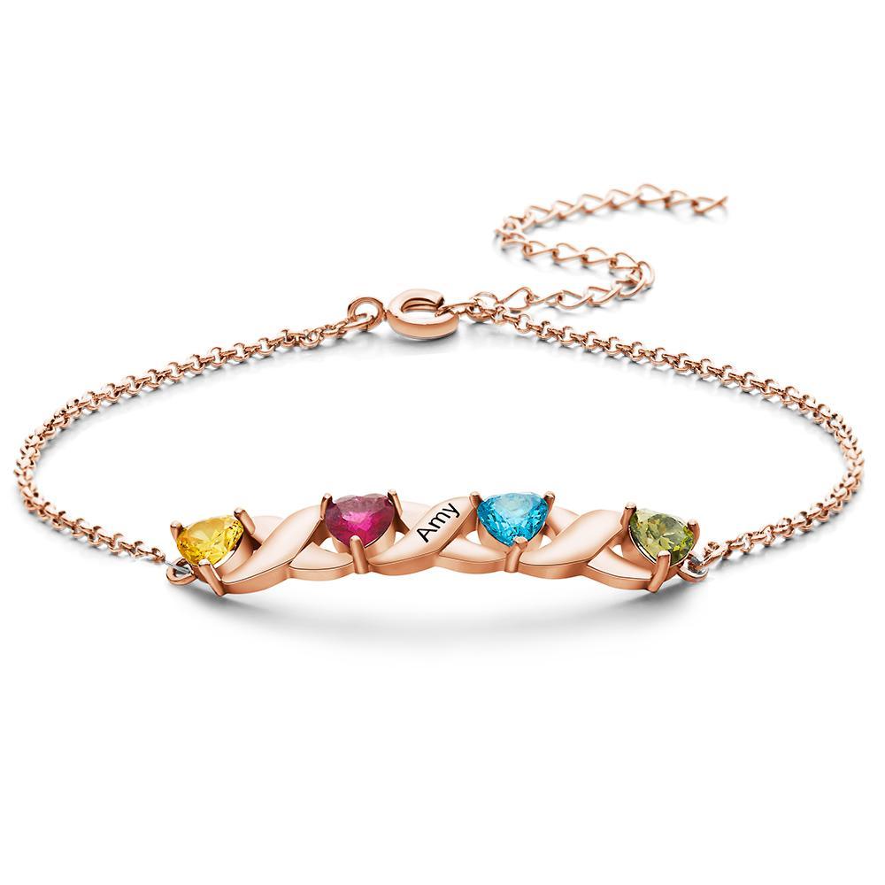 Soufeel Custom Engraved Bracelet Heart-shaped Diamond Bracelet Gifts for Women