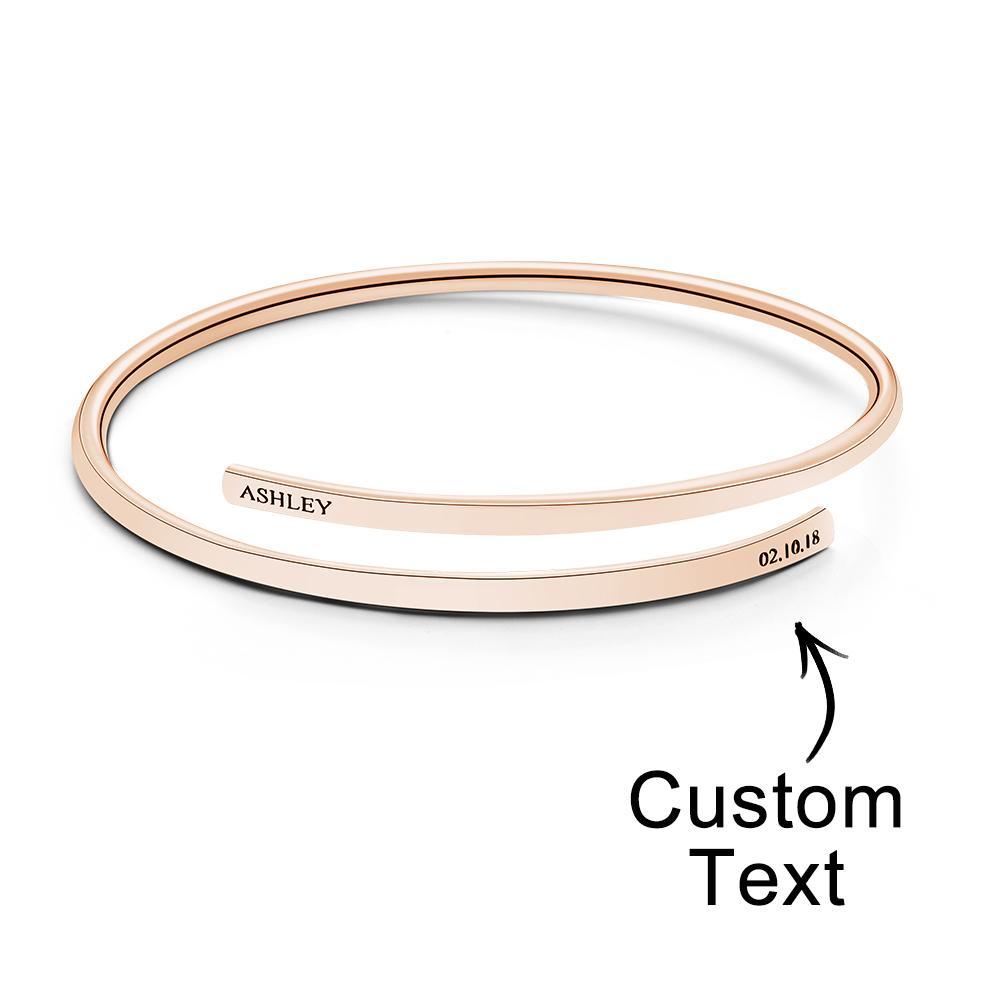 Custom Engraved Bracelets Adjustable Bracelet Simple Bangle Gift for Women