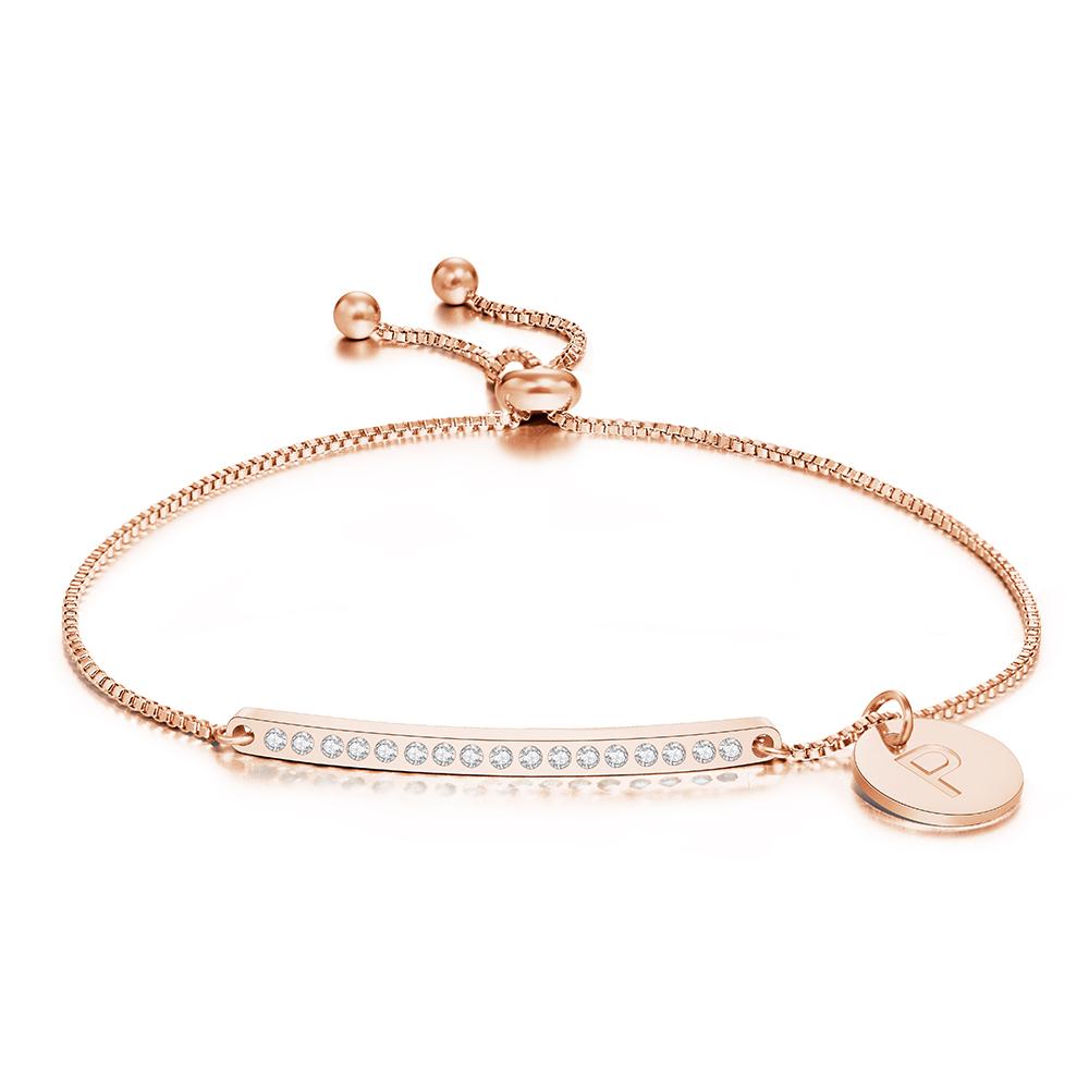 Custom Engraved Rhinestone Bar Bracelet Gift for Her