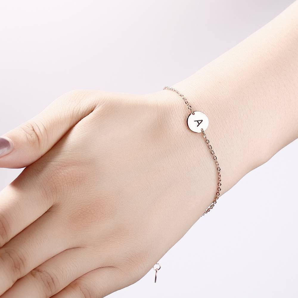 Initial Engraved Bracelet Rose Gold Plated