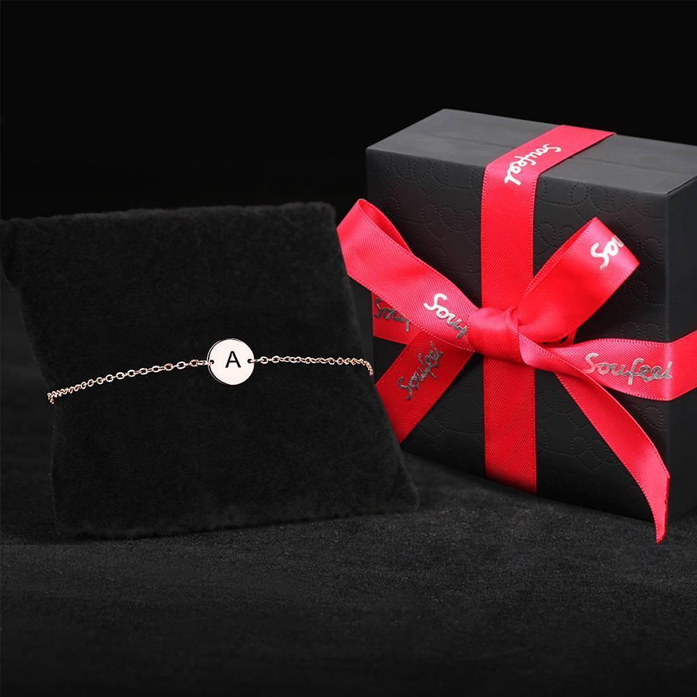 Initial Engraved Bracelet Rose Gold Plated
