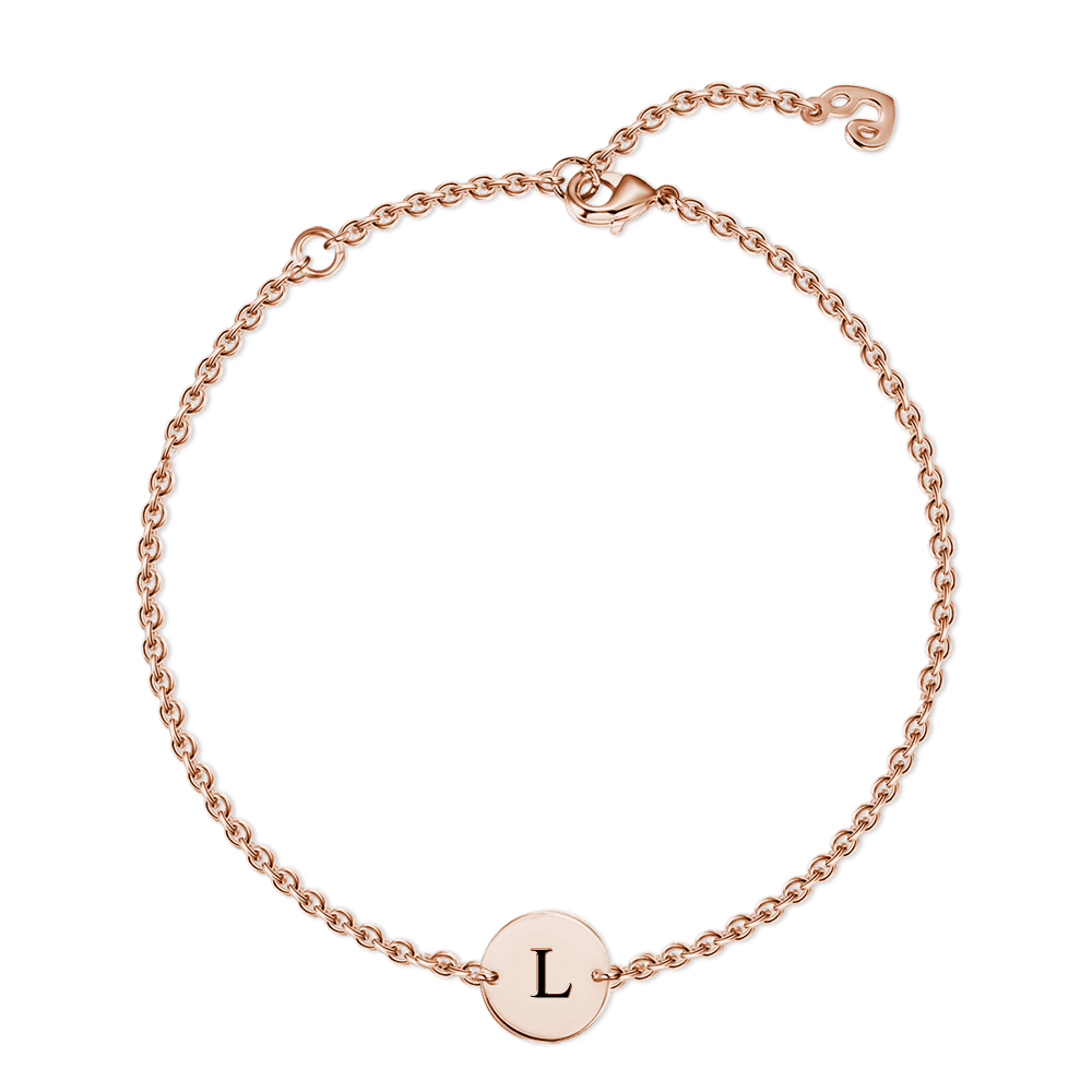 Initial Engraved Bracelet Rose Gold Plated