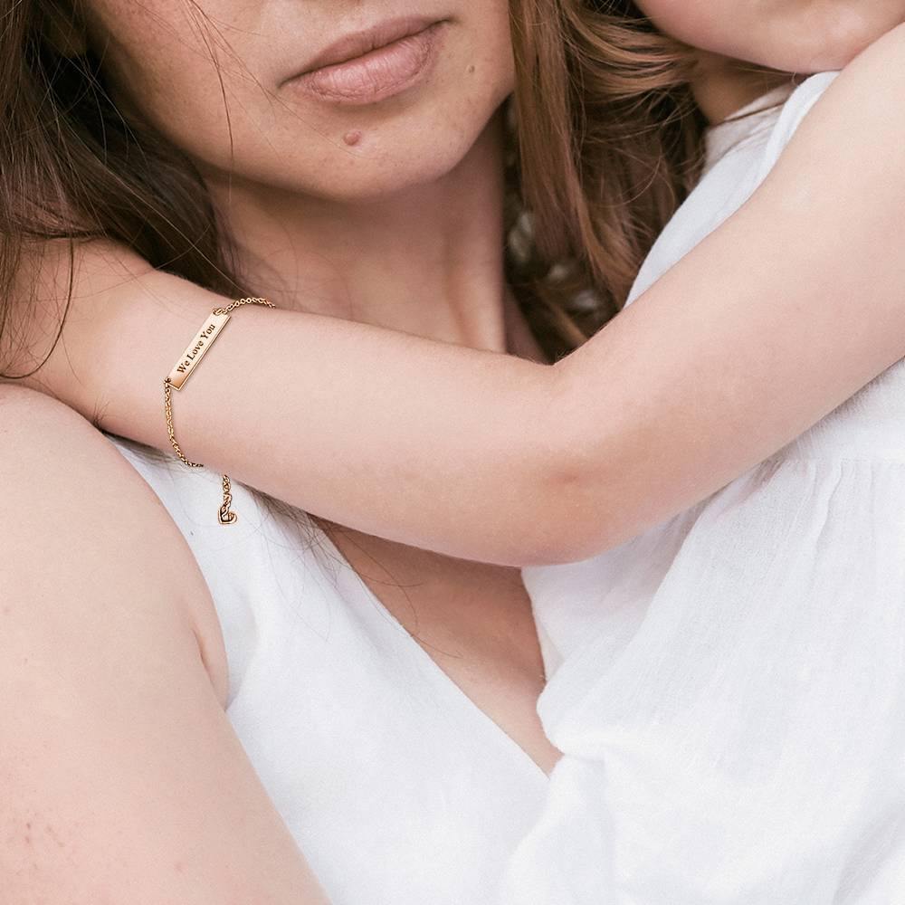 Children's Engraved Bar Bracelet Rose Gold Plated - Length Adjustable