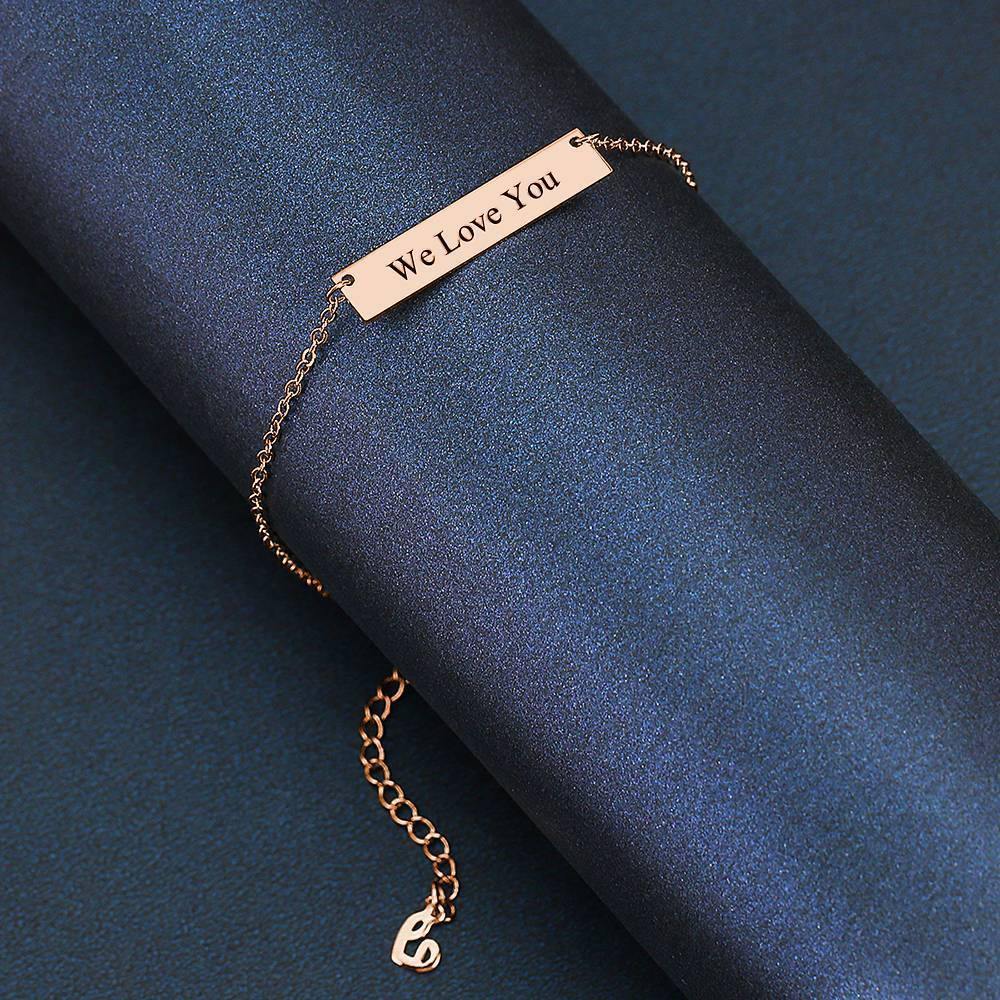Children's Engraved Bar Bracelet Rose Gold Plated - Length Adjustable
