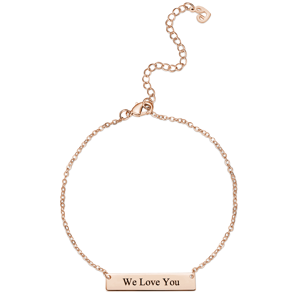 Children's Engraved Bar Bracelet Rose Gold Plated - Length Adjustable