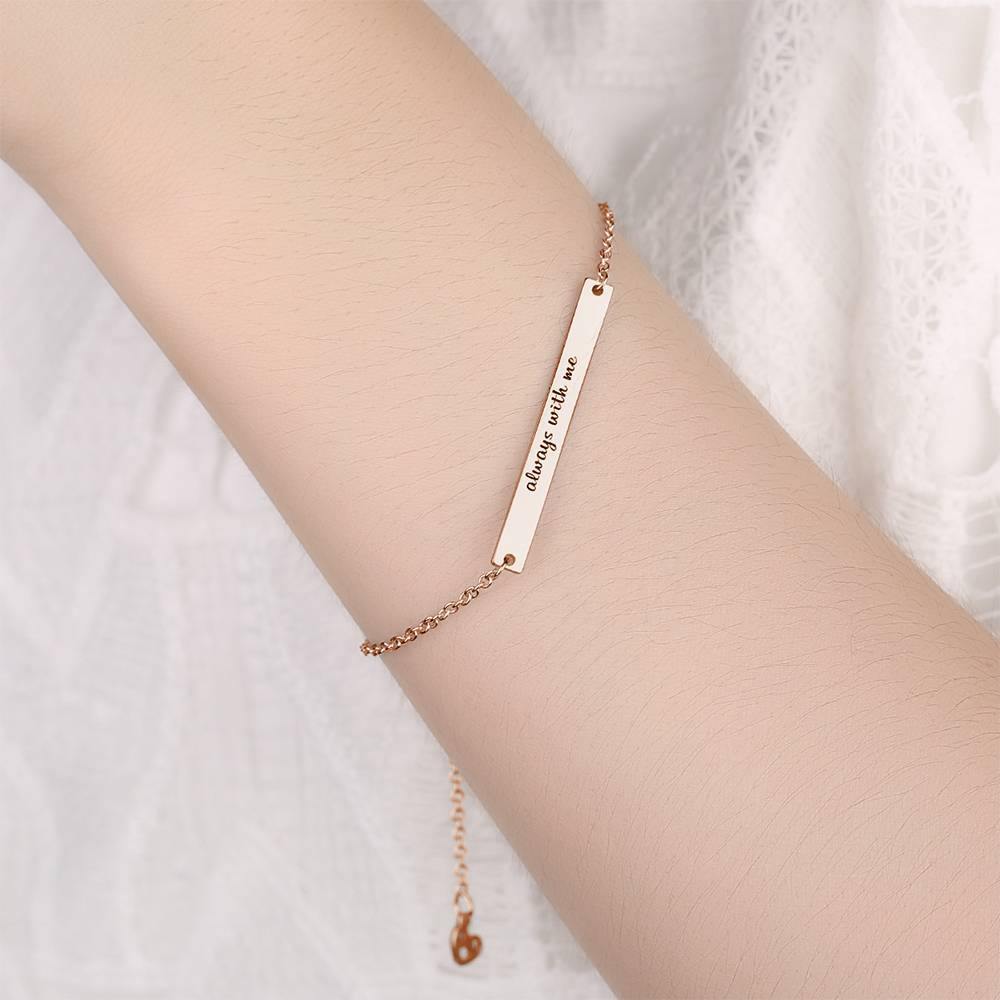 Custom Engraved Bar Bracelet, Bridesmaid Gift Rose Gold Plated - Rose Gold