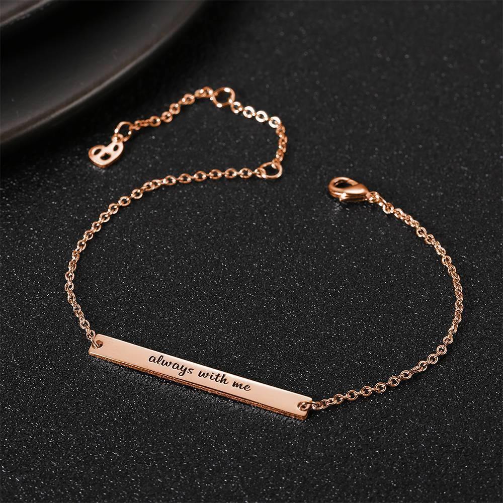 Custom Engraved Bar Bracelet, Bridesmaid Gift Rose Gold Plated - Rose Gold