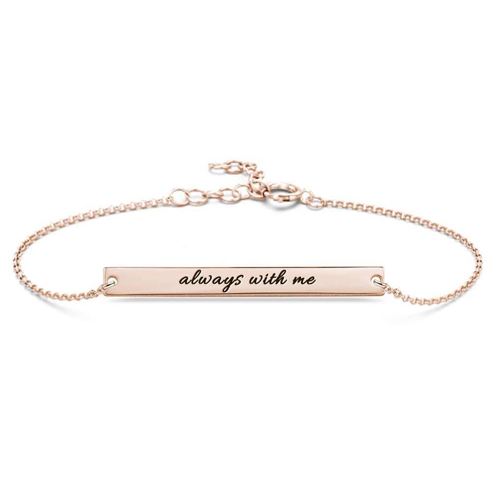 Custom Engraved Bar Bracelet, Bridesmaid Gift Rose Gold Plated - Rose Gold