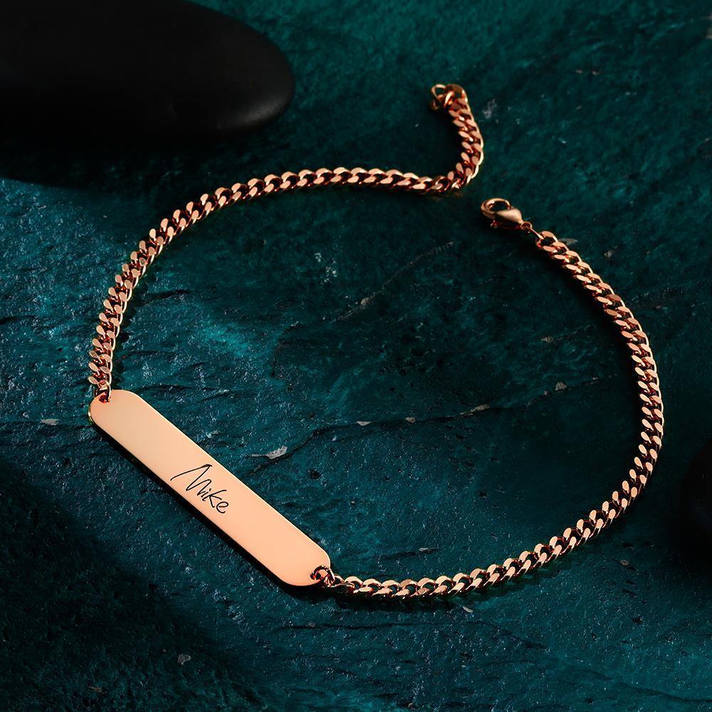 Men's Bracelet Men's Bracelet Old English Name Bracelet Name Bracelet Personalized Gift -Rose Gold