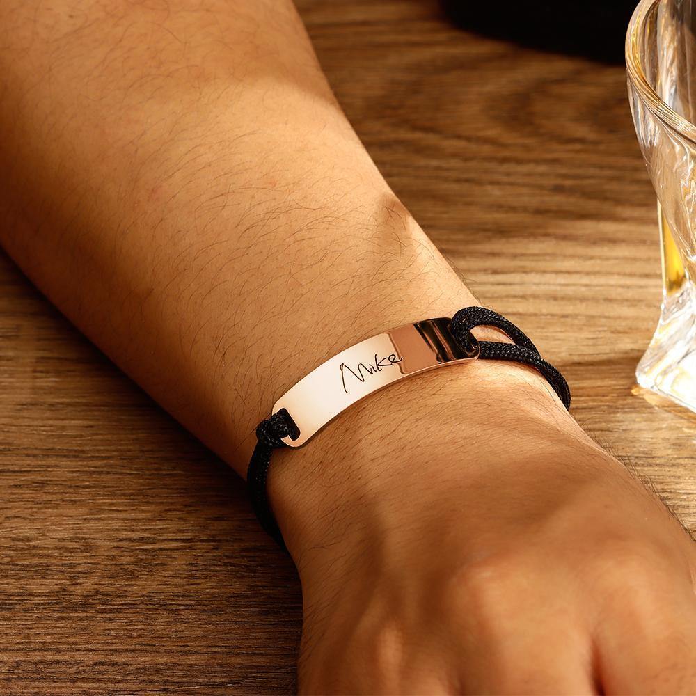 Men's Leather Bracelet Men's Bracelet Old English Name Bracelet Custom Name Bracelet Personalized Gift - Gold Plated