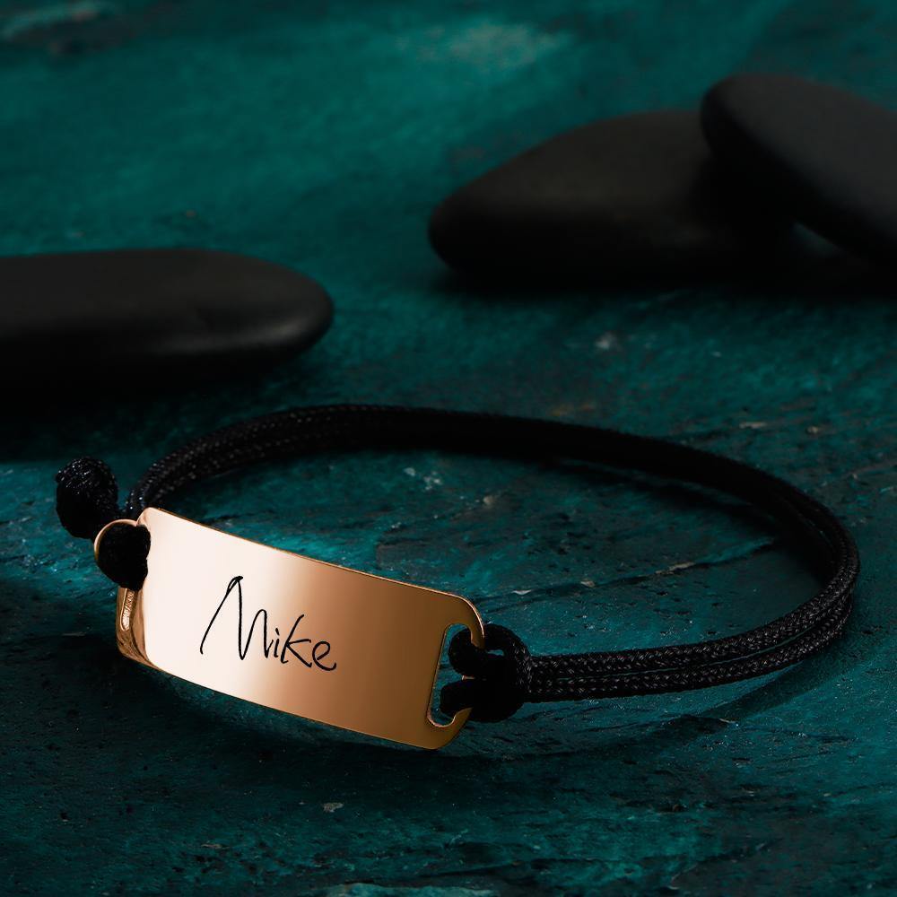 Men's Leather Bracelet Men's Bracelet Old English Name Bracelet Custom Name Bracelet Personalized Gift - Gold Plated