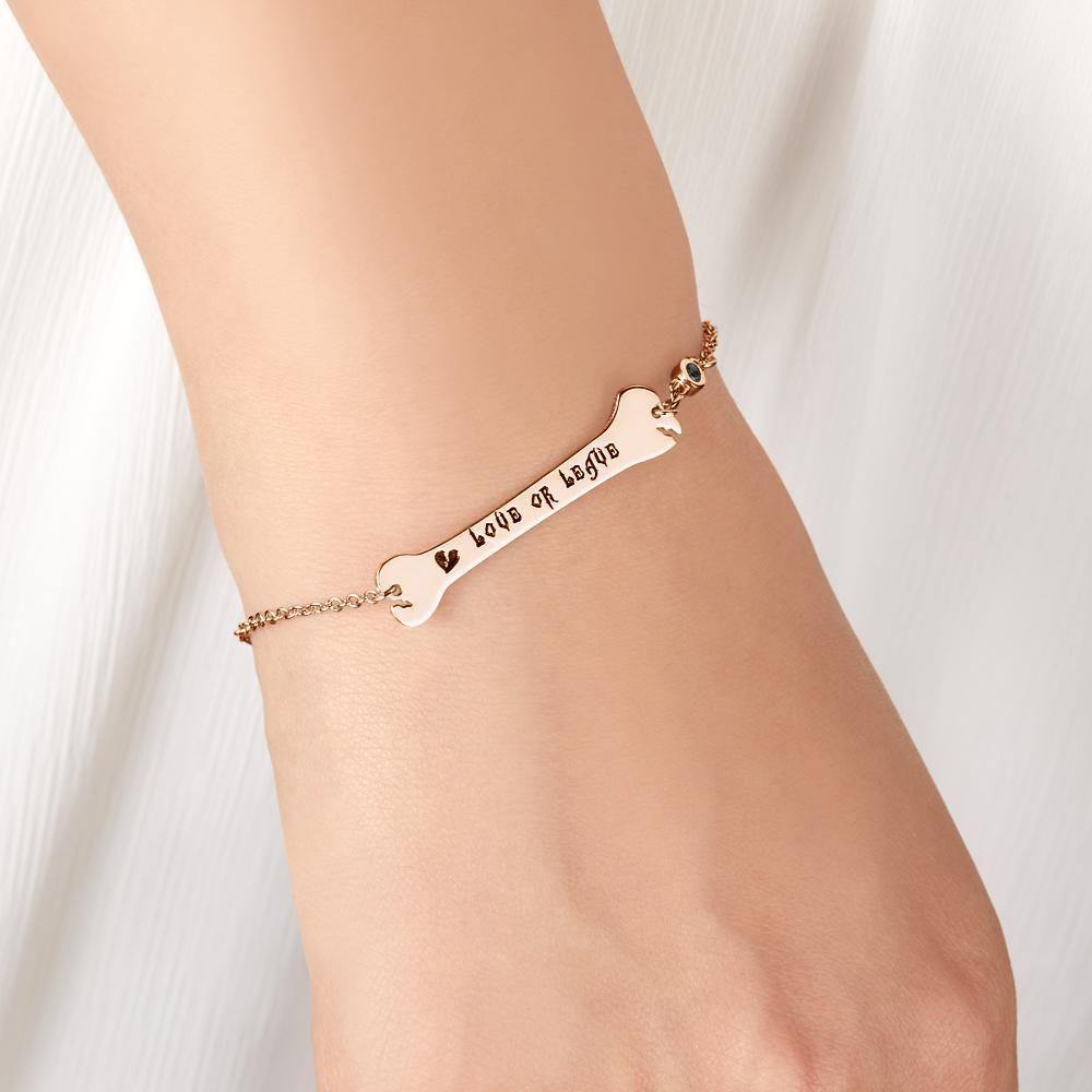 Engraved Bracelet Gifts Bone Bar Bracelet with Broken Heart Memorial Gifts Rose Gold Plated