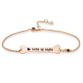 Engraved Bracelet Name Bracelet Bone Bar Bracelet with Broken Heart Gifts Rose Gold Plated Silver