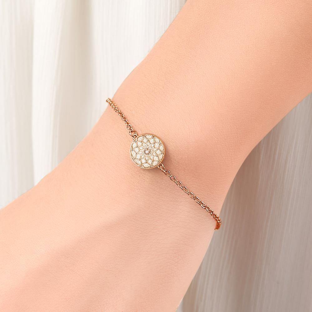 Engraved Bracelet Dream Catcher Bracelet Wishing Dream Gift for Her Rose Gold Plated