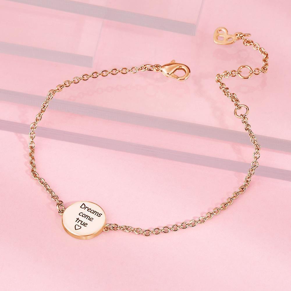 Engraved Bracelet Dream Catcher Bracelet Wishing Dream Gift for Her Rose Gold Plated
