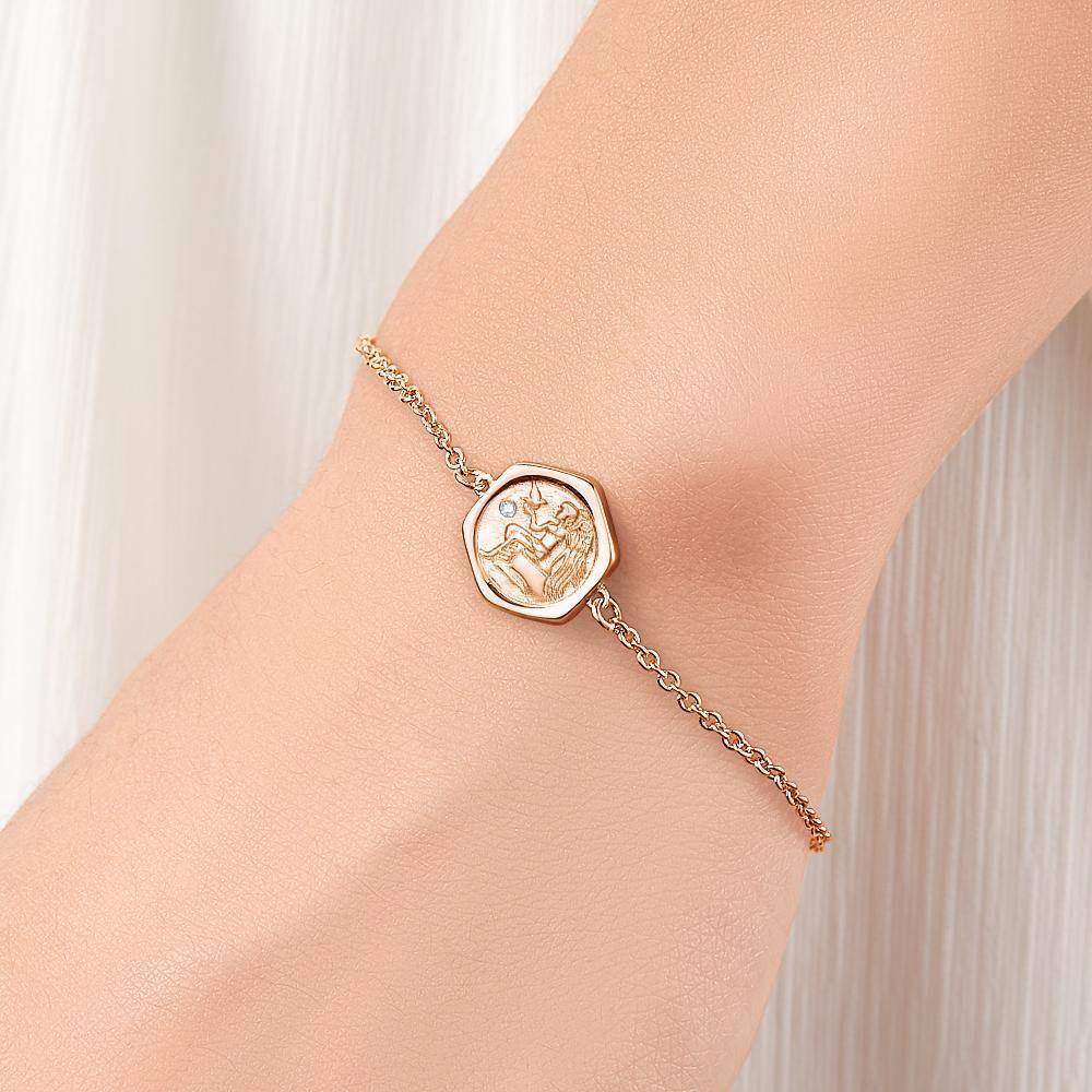 Engraved Bracelet Victory Wishing Coin Bracelet Gift for Her Rose Gold Plated Silver