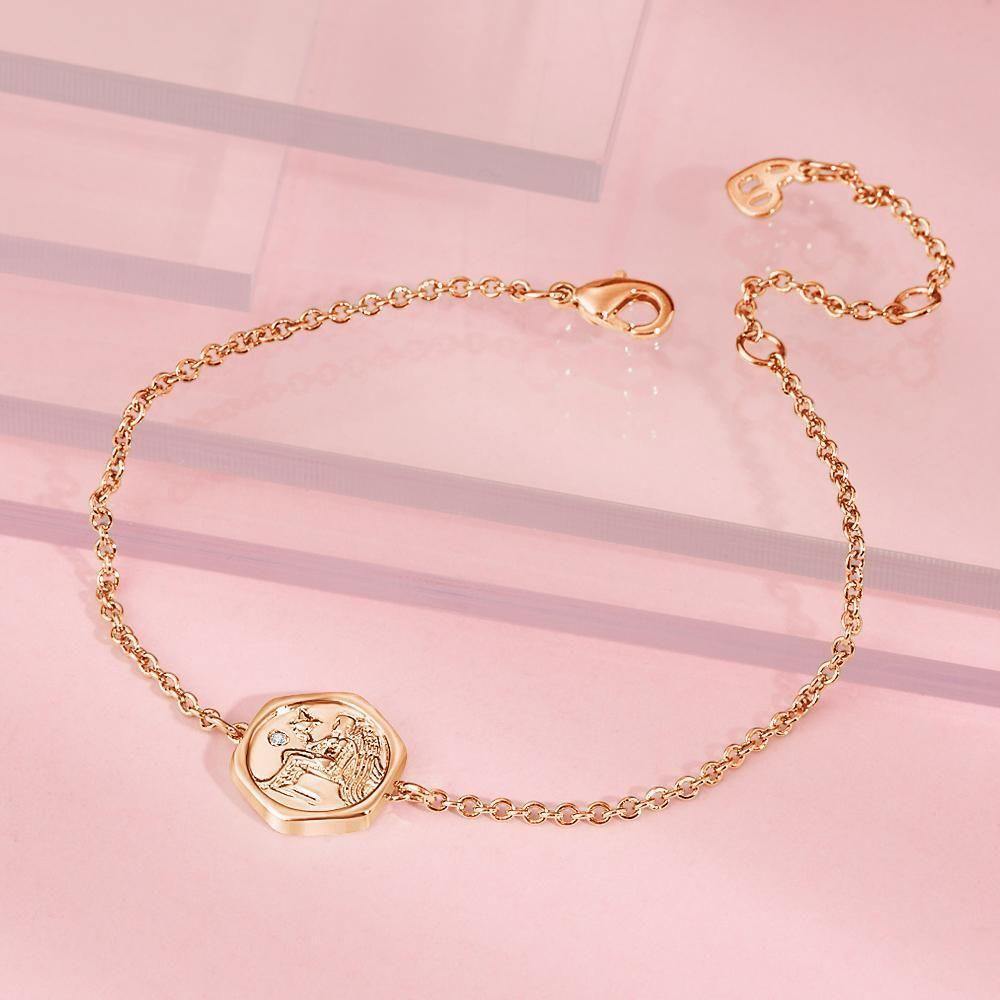 Engraved Bracelet Victory Wishing Coin Bracelet Gift for Her Rose Gold Plated Silver