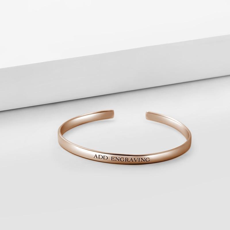 Engraved Bangle Rose Gold Plated Silver