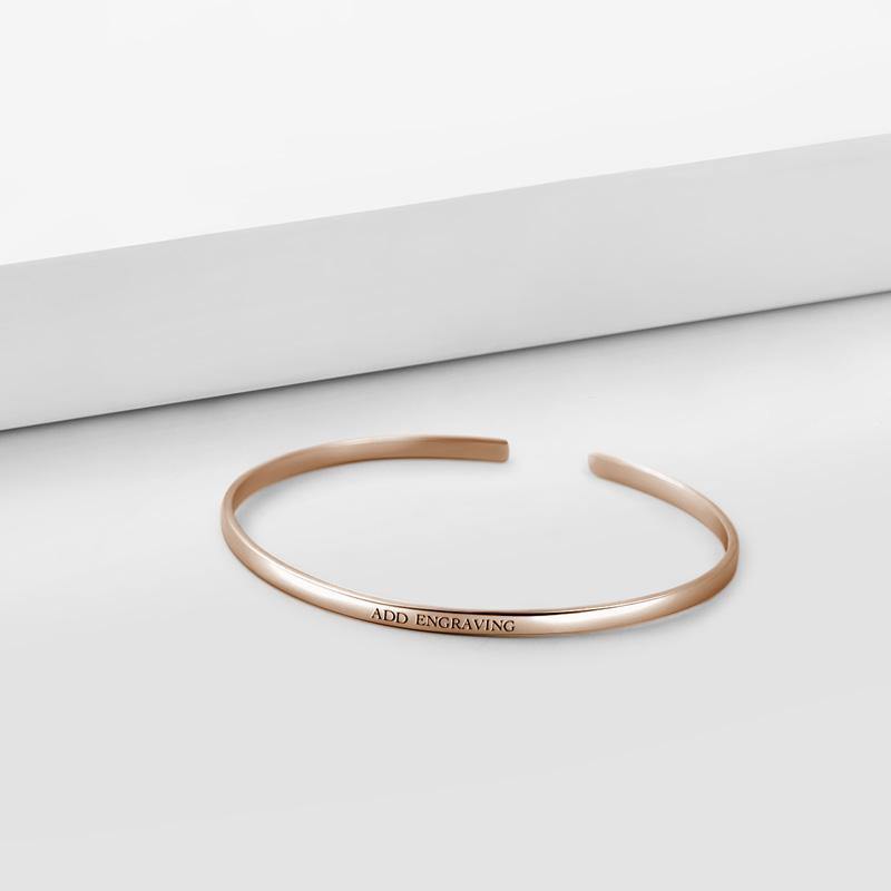Engraved Bangle Rose Gold Plated Silver