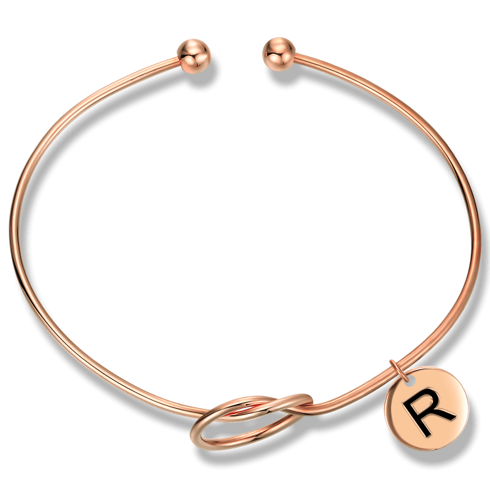 Engraved Initial Name Bangle Rose Gold Plated