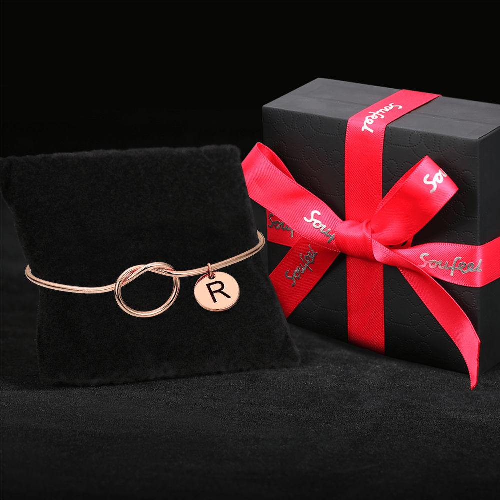 Engraved Initial Name Bangle Rose Gold Plated