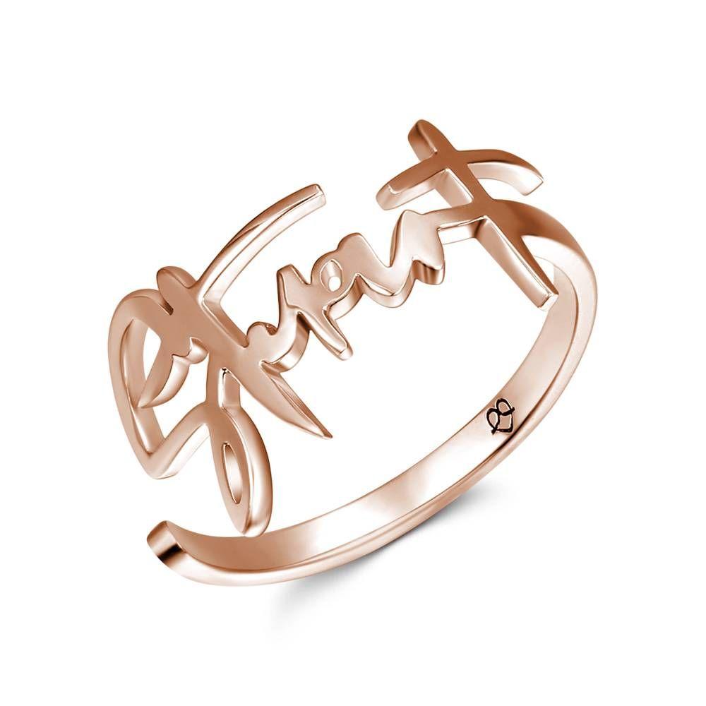 Name Ring, Personalized Handwriting Ring Special Gift Rose Gold Plated