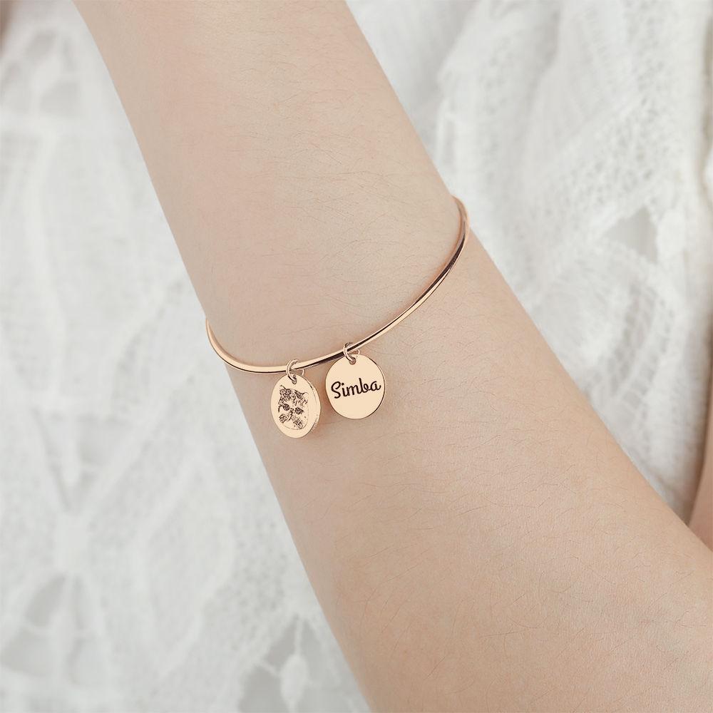 Photo Engraved Bracelet, Personalized Pet Portrait Bracelet Rose Gold Plated - Rose Gold