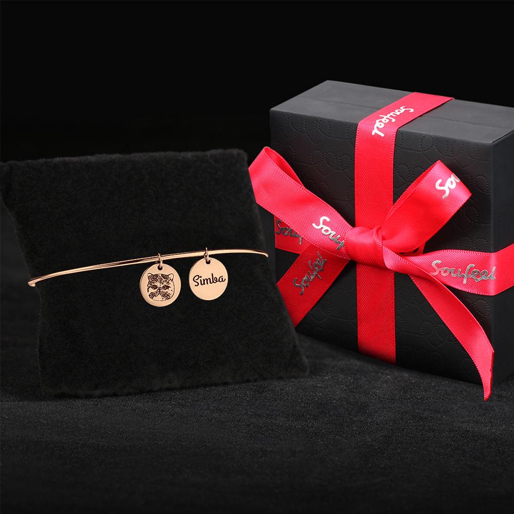 Photo Engraved Bracelet, Personalized Pet Portrait Bracelet Rose Gold Plated - Rose Gold