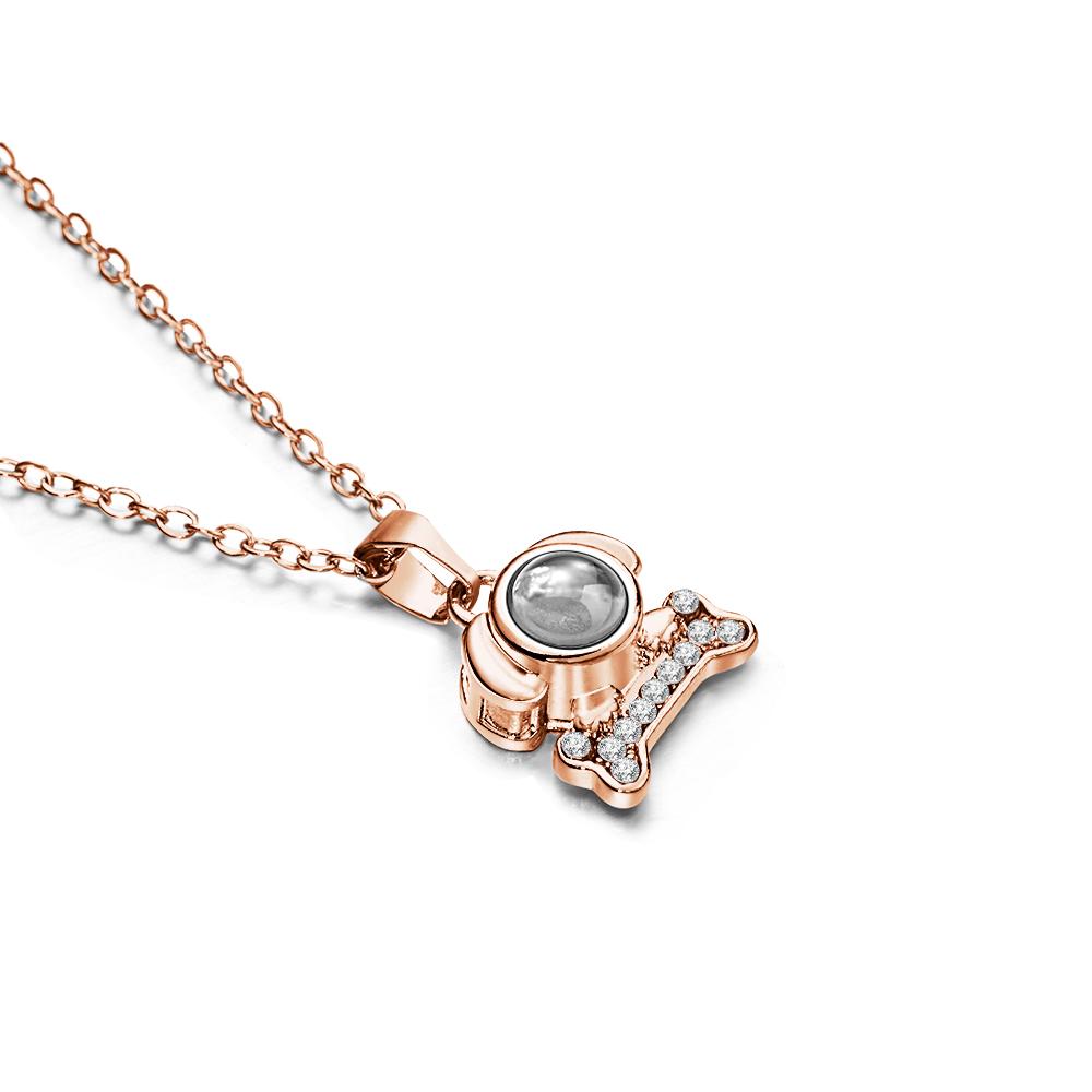 Custom Photo Projection Lovely Dog Bone Necklace Trendy Gift for Pet Lover