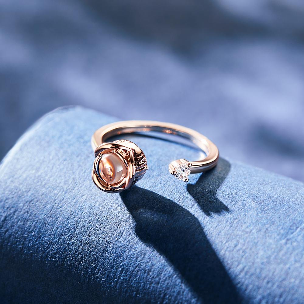 Custom Photo Projection Ring Personalized Photo Open Ring Valentine's Day Gift