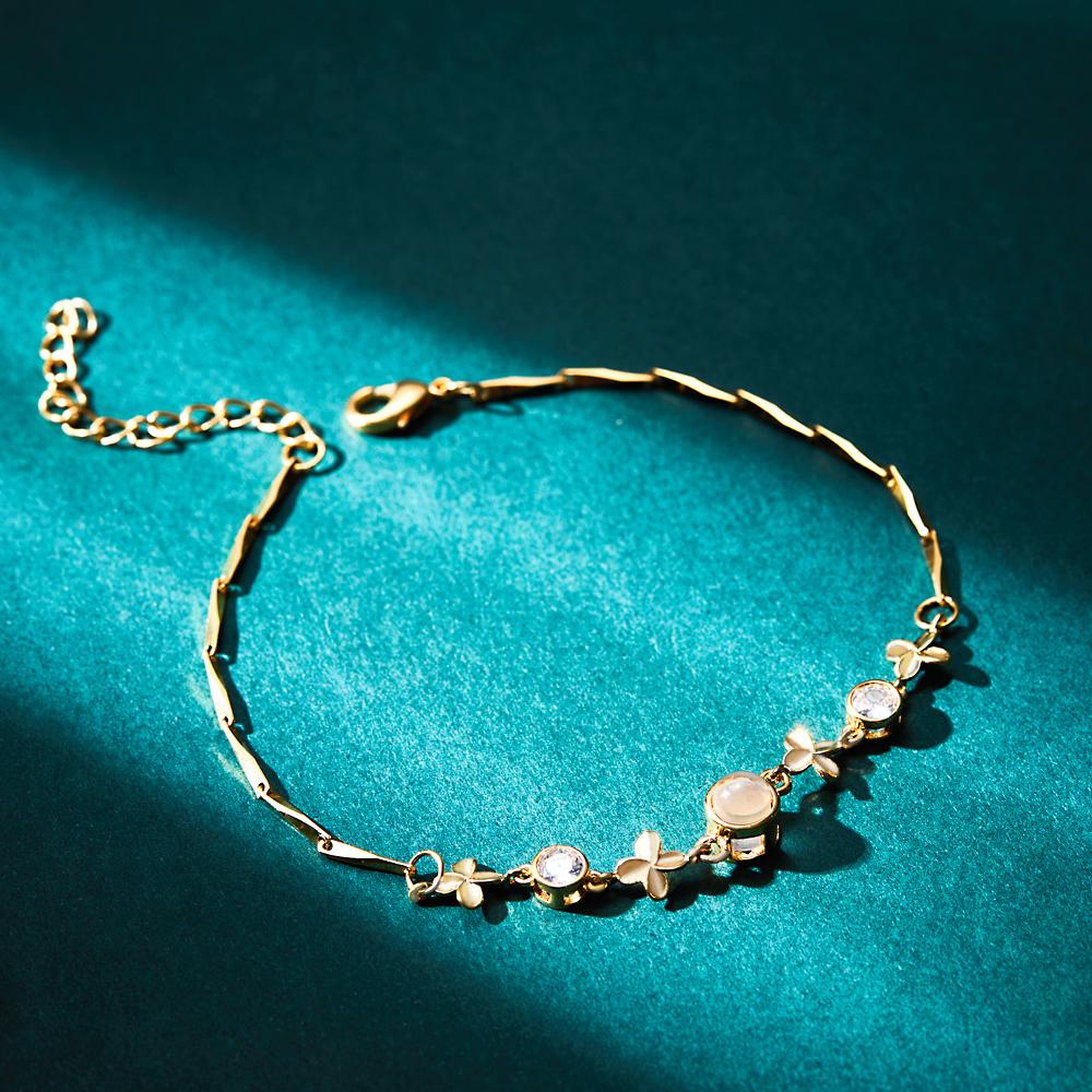 Custom Photo Projection Bracelet Four-leaf Clover Projection Bracelet Gift for Women