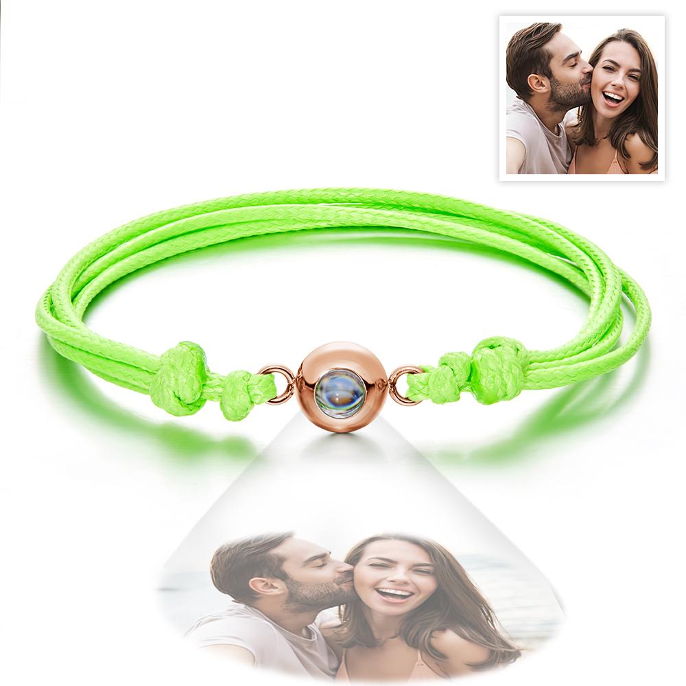 Custom Projection Photo Bracelet Weave Style Colorful Couple Gifts