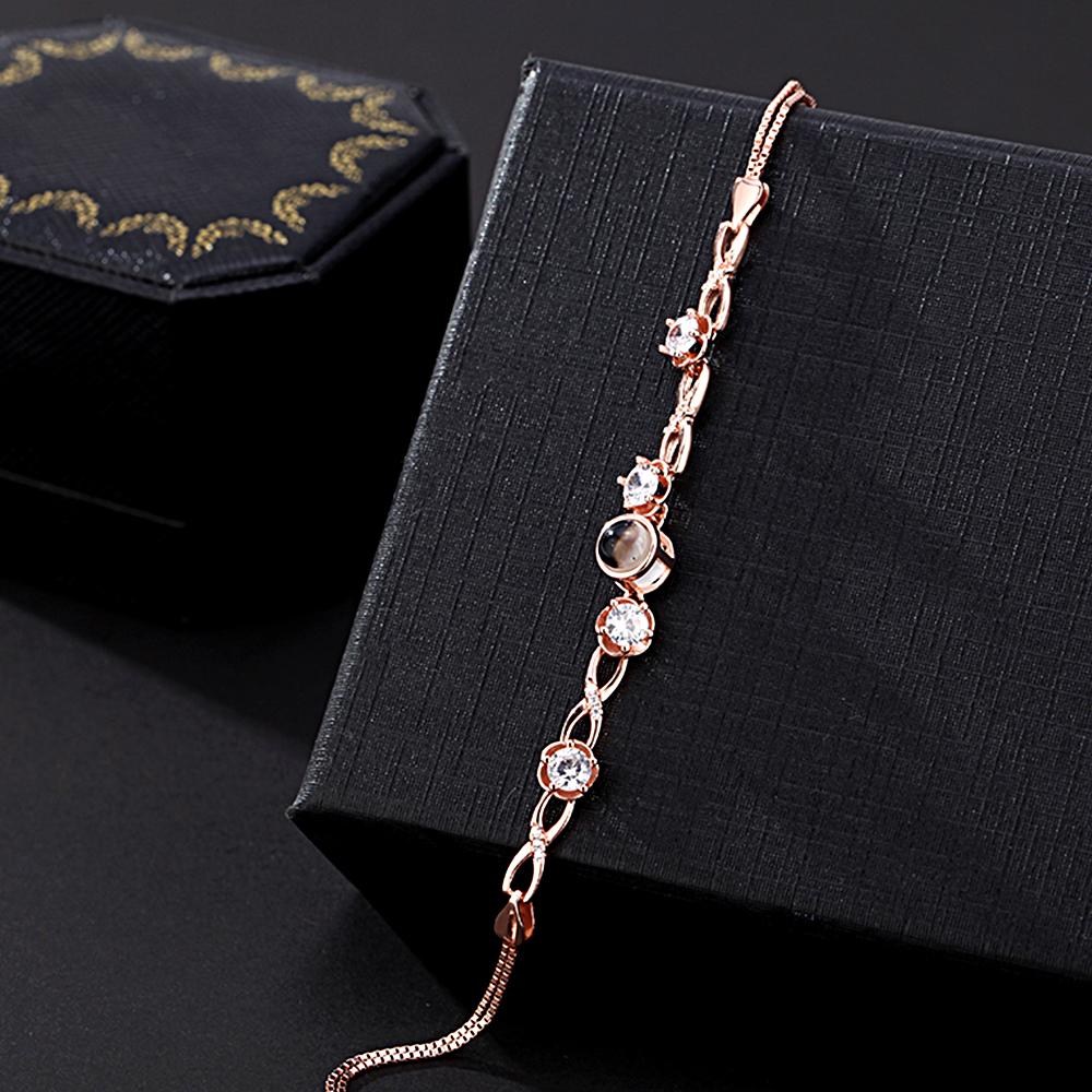 Personalized Photo Projection Bracelet with Diamonds Beautiful Gift for Mom Best Mother's Day Gift