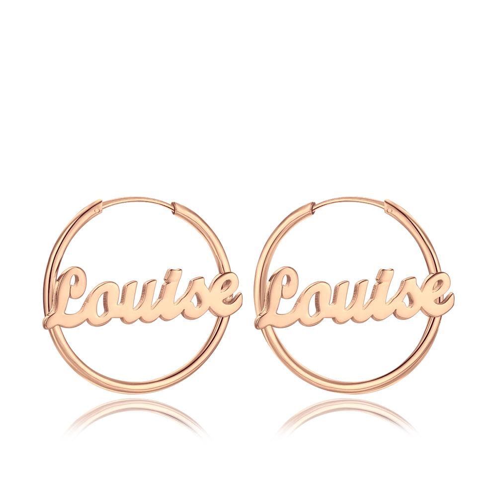 Personalized Name Earrings Unique Gift Rose Gold Plated