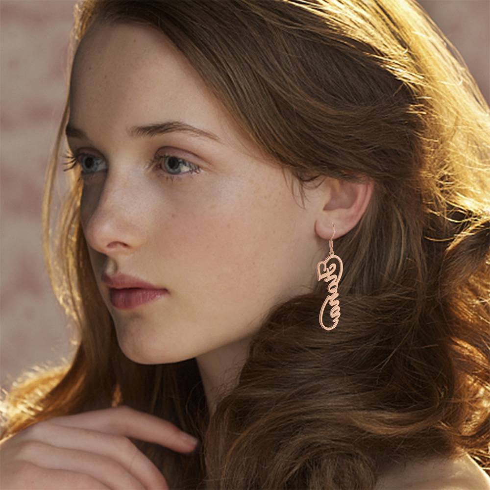 Name Earrings, Drop Earrings Rose Gold Plated
