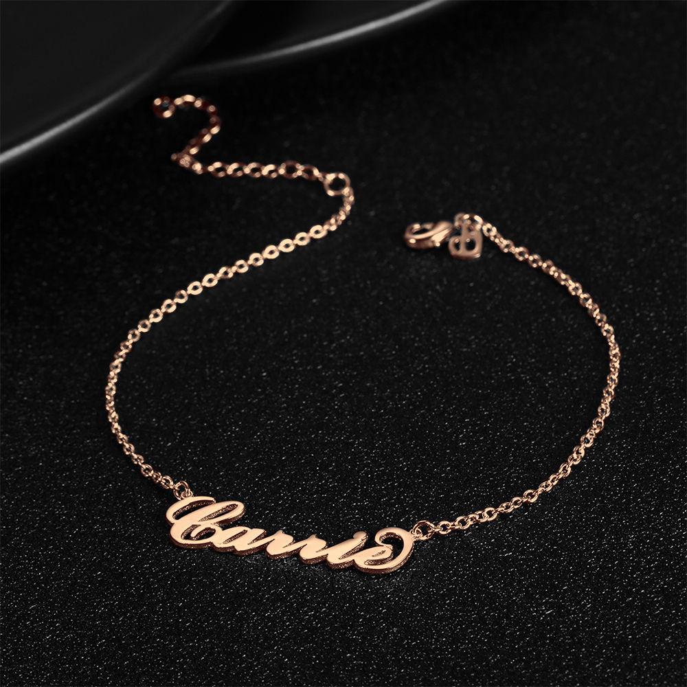 Custom Name Anklet, Personalized Jewelry Rose Gold Plated - Rose Gold