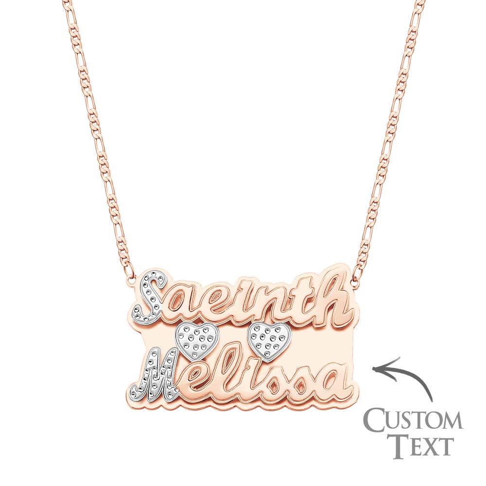 Personalized Two Lines Name Necklace Hip Hop Metal Jewelry Necklace Gifts for Men